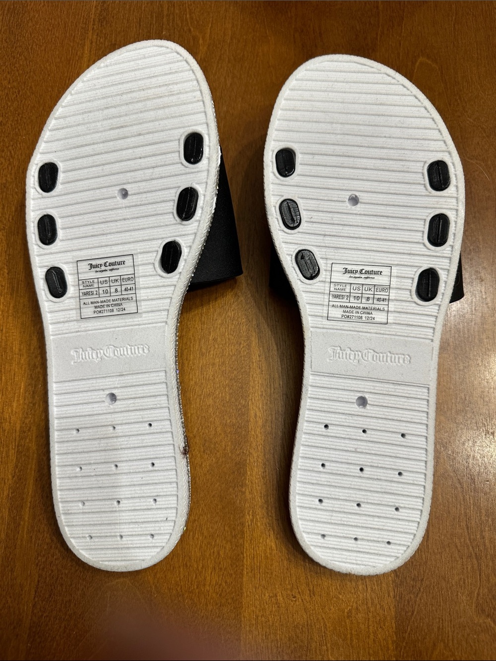 Juicy Couture Black Slide Sandals with Crystal Logo NWOT - Picture 3 of 4